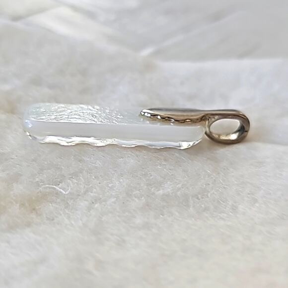 White Iridescent Pendant for Necklace Colors Change from Different Angles 2" - Picture 4 of 5